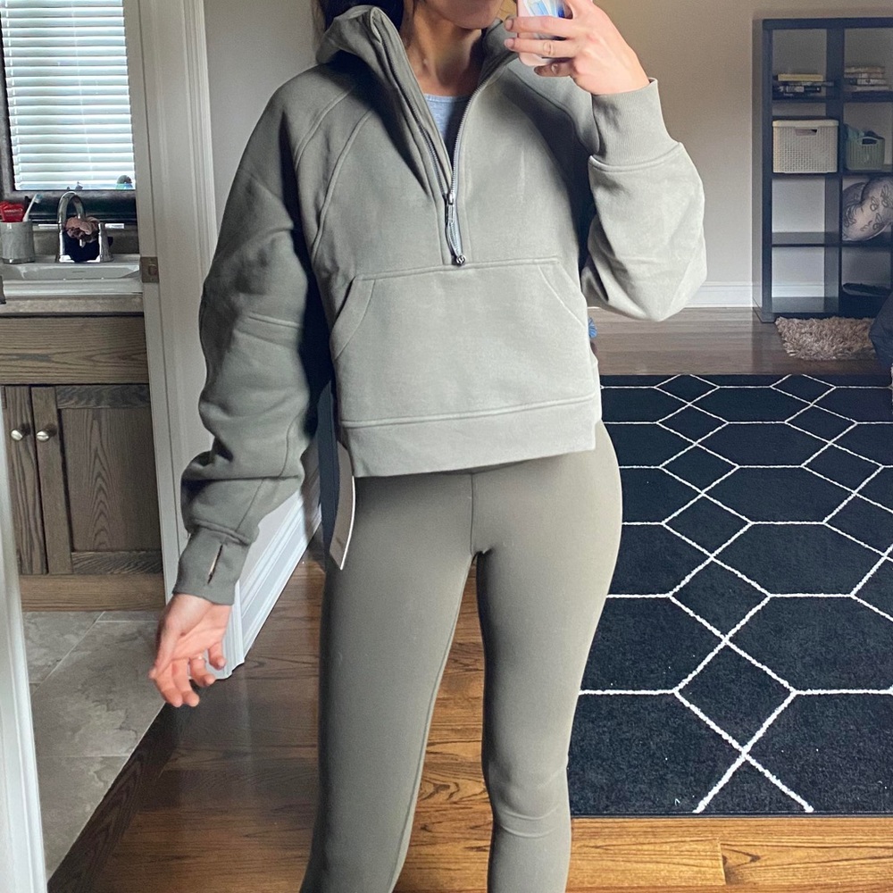 Lululemon Scuba Oversized Funnel Neck Half-Zip in Grey Sage